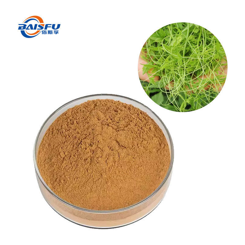 Baisfu Pure Plant Extract Gynostemma Plant Extract Cosmetic Raw Material 1kg 25kg Yellowish Powder Gynostemma Leaf  Gynostemma CAS NO.15588-68-8 for nutritional supplement
